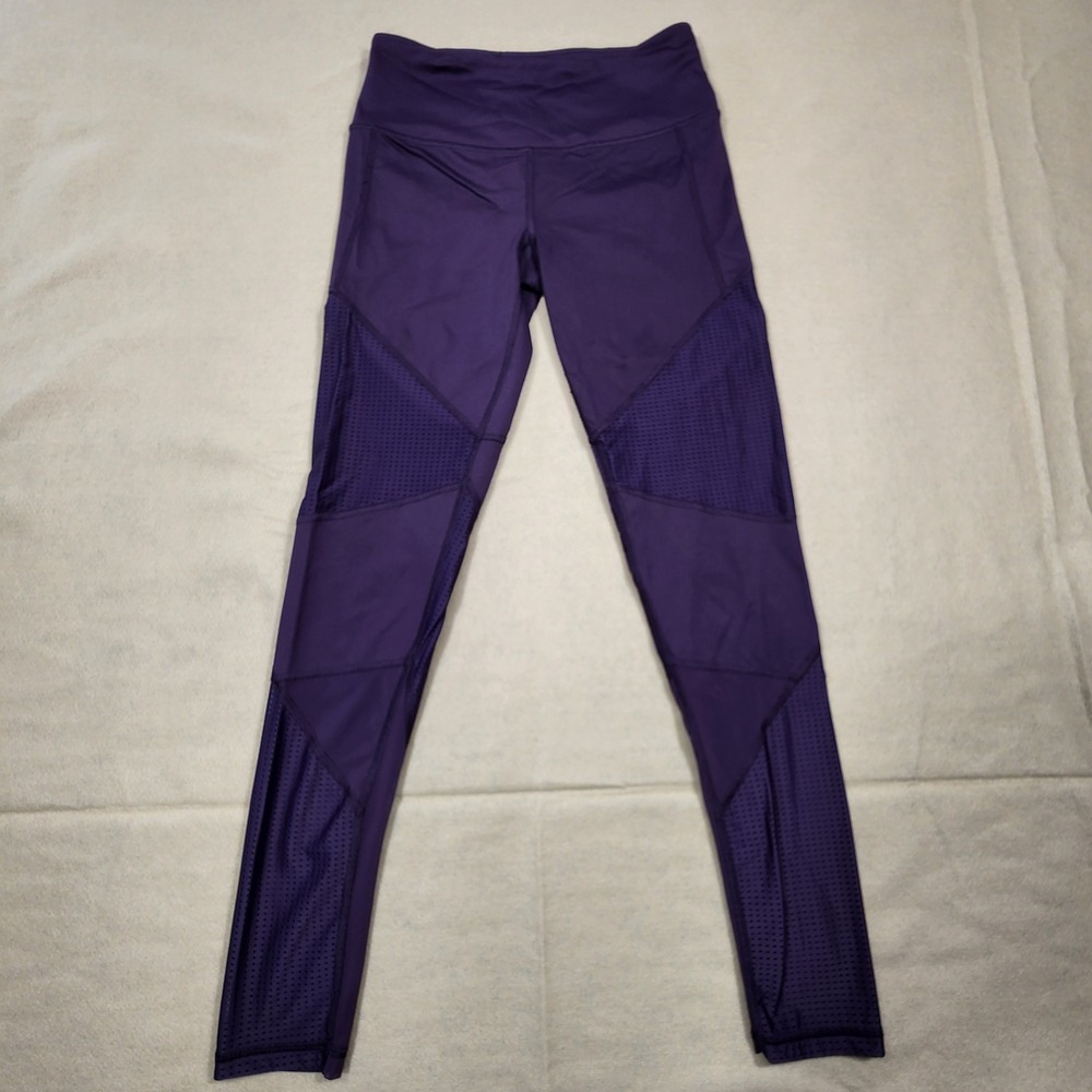 Victoria Sport Leggings Women Small Purple Mesh Panel Knockout Tight Athletic
